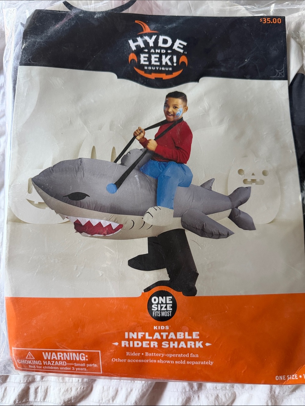 Hyde and Eek! Kids Inflatable Rider Shark Costume - Gray